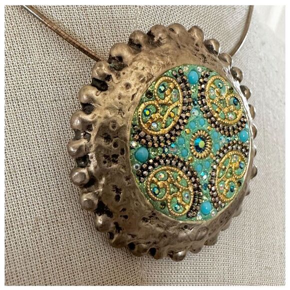 ORIT SCHATZMAN Sterling Silver 925 blue  Swarovski Crystal Necklace - Picture 2 of 8